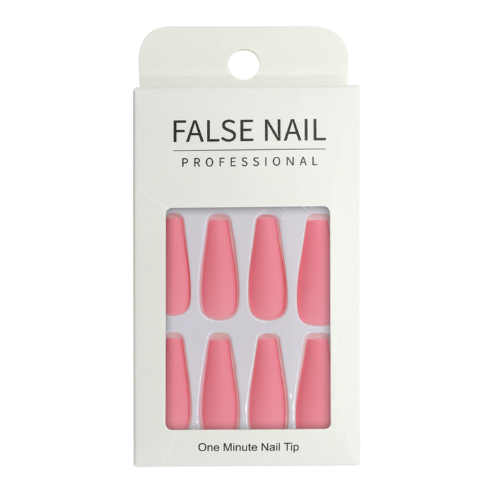Press-On Nails - False Nail Professional Matte Pink Coffin 24pcs
