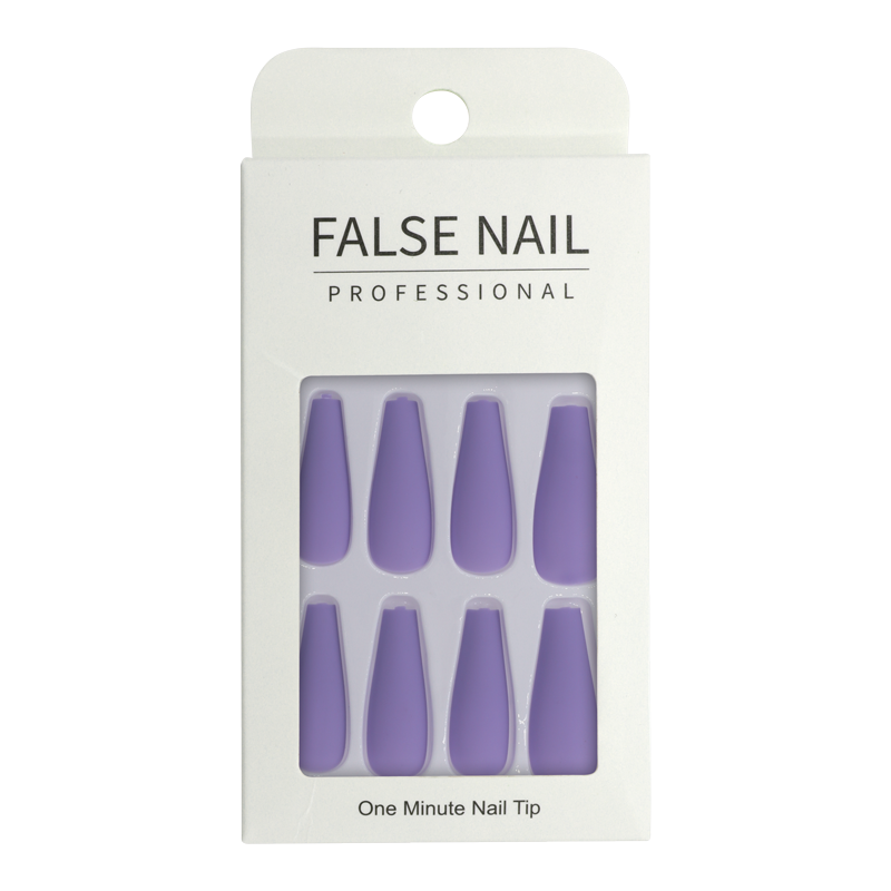Press-On Nails - False Nail Professional Matte Purple Coffin 24pcs