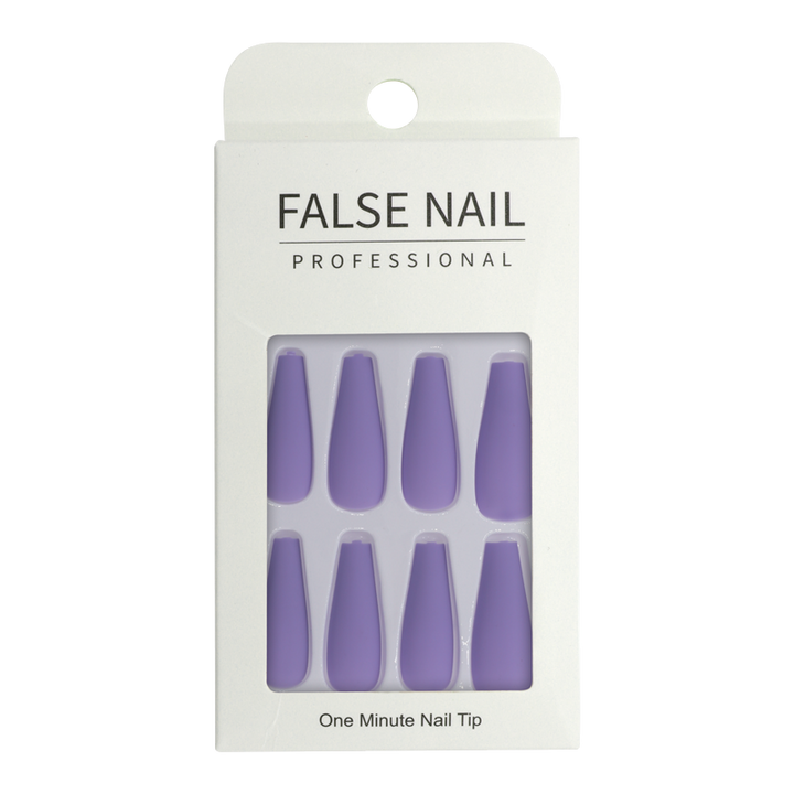 Press-On Nails - False Nail Professional Matte Purple Coffin 24pcs
