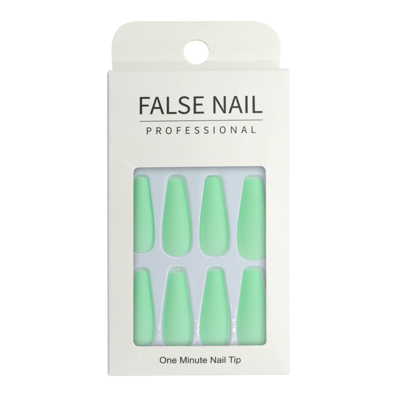 Press-On Nails - False Nail Professional Matte Green Coffin 24pcs