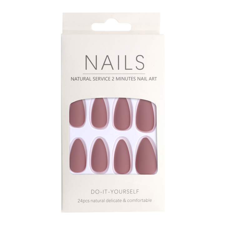 Press-On Nails Matte Dusty Rose Almond 24pcs