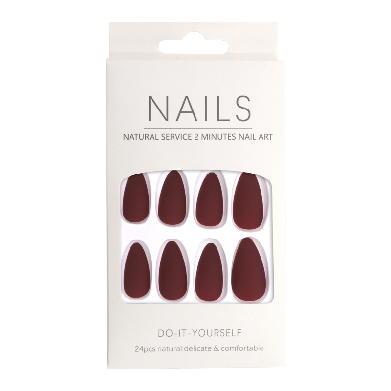 Press-On Nails Amande Rouge Mat 24pcs faux-ongles