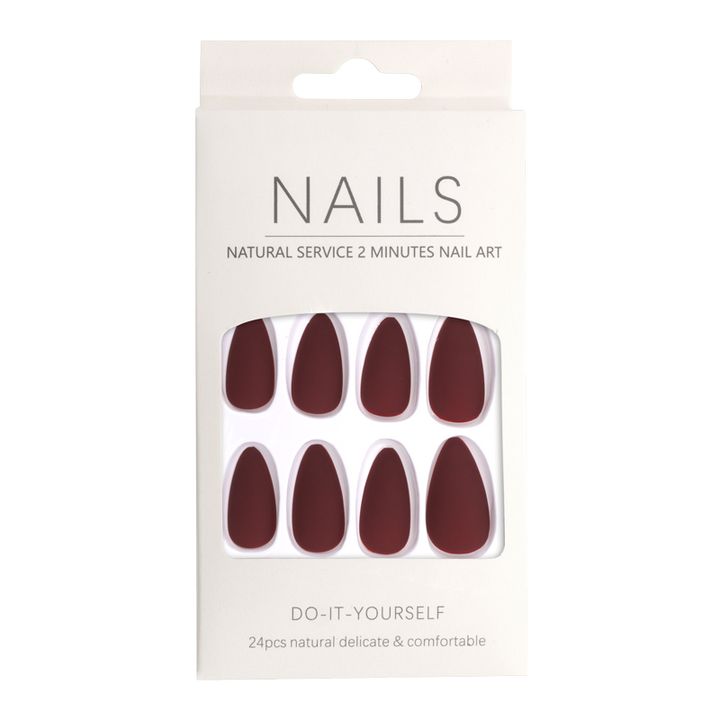 Press-On Nails Matte Red Almond 24pcs