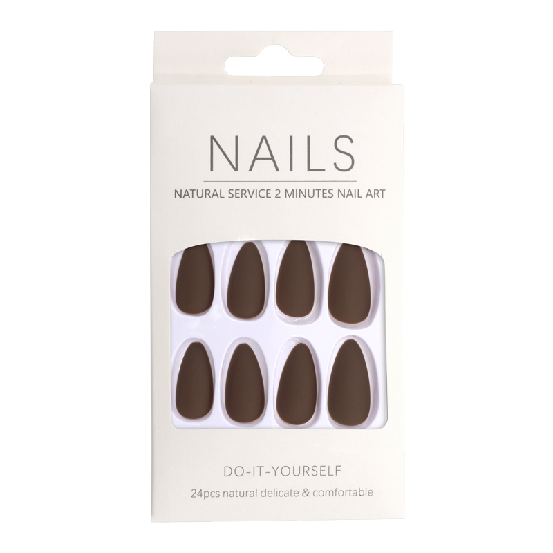 Press-On Nails Matte Brown Almond 24pcs