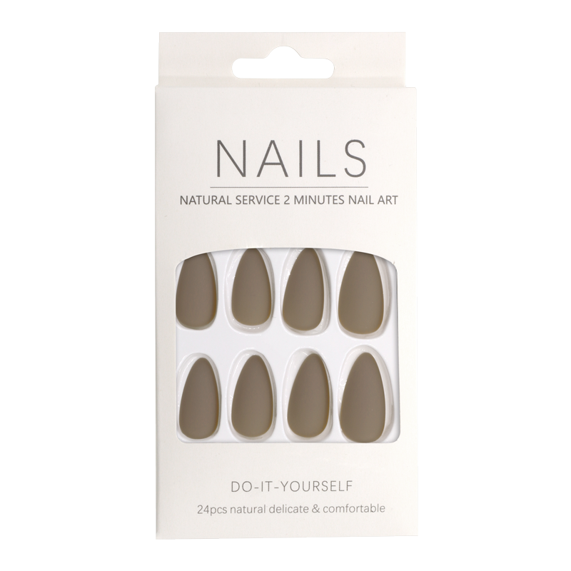 Press-On Nails Matte Taupe Almond 24pcs
