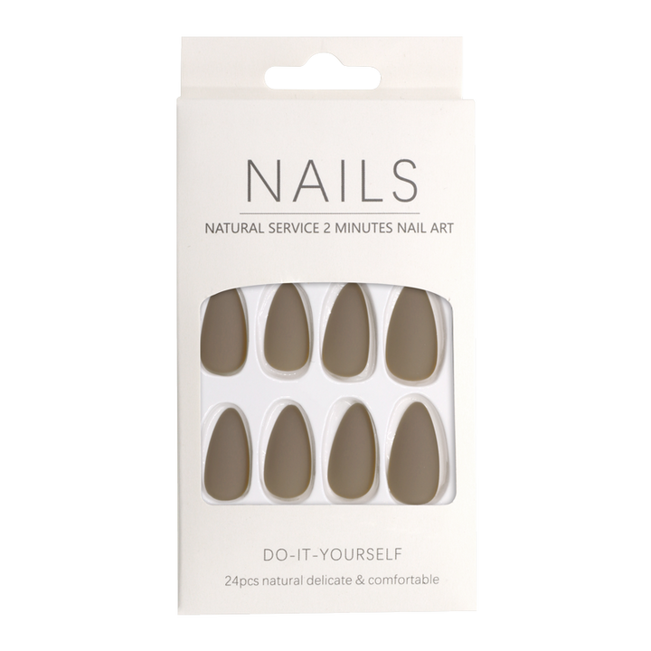 Press-On Nails Matte Taupe Almond 24pcs