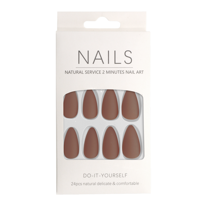 Press-On Nails Matte Brick Almond 24pcs