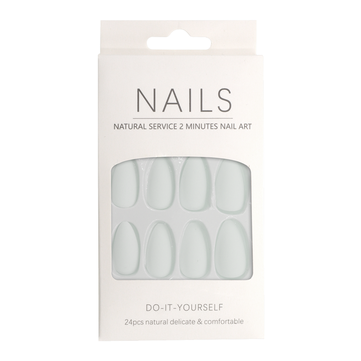 Press-On Nails Matte White Almond 24pcs