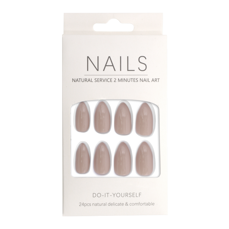 Press-On Nails Shiny Taupe Almond 24pcs