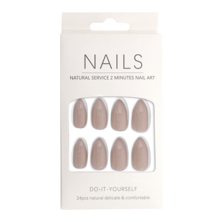 Press-On Nails faux ongles Amande Taupe Lustré 24pcs