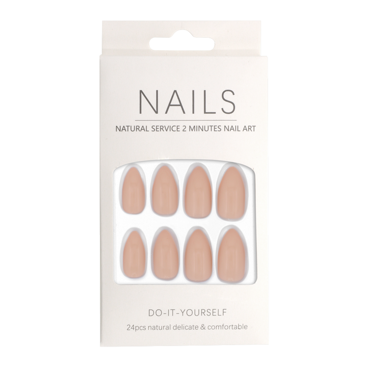 Press-On Nails Shiny Pink Salmon Almond 24pcs
