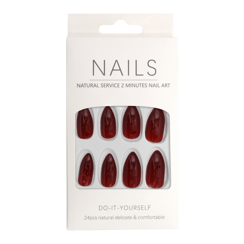 Press-On Nails Amande Rouge Brique Lustré 24pcs