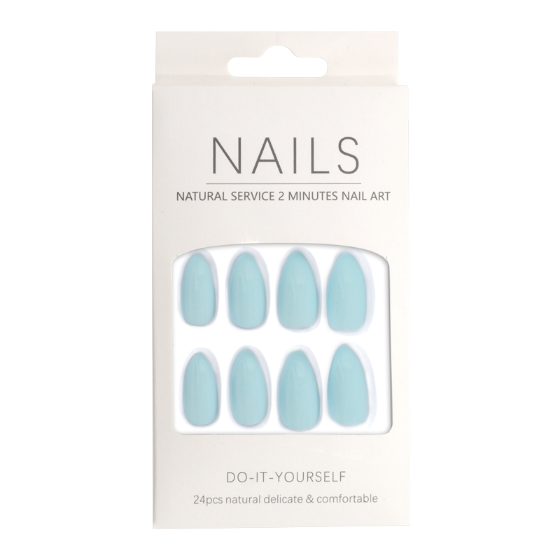 Press-On - Nails Amande Bleu Ciel Lustré 24pcs