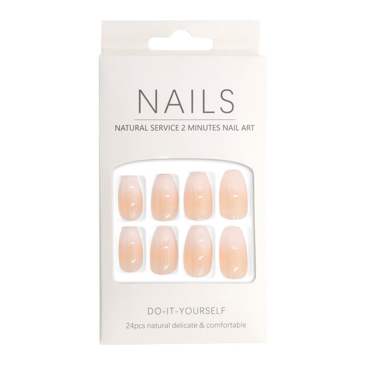 Press-On - Nails Shiny Babyboomer Rounded Square 24pcs