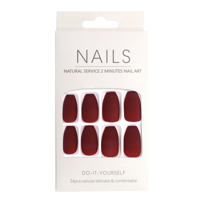 Press-On Nails Matte Bourgogne Rounded Square 24pcs