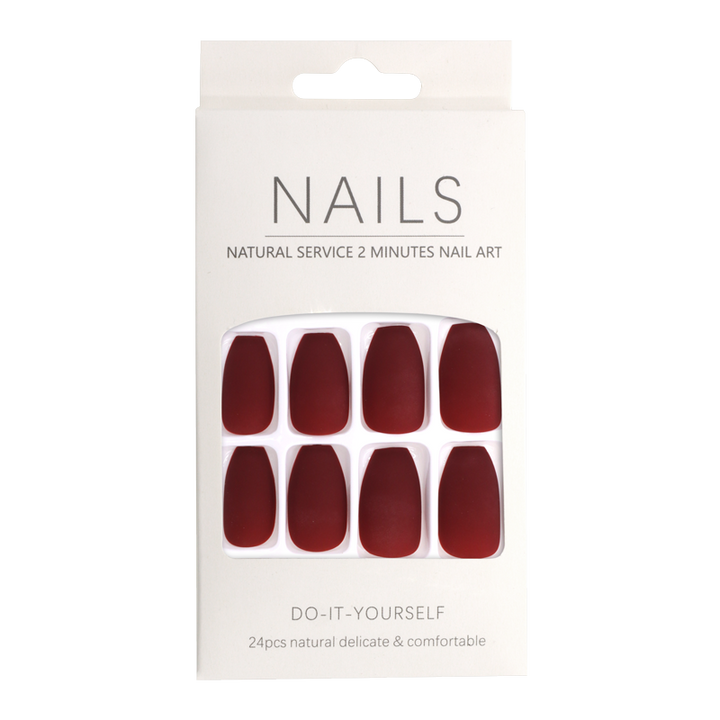 Press-On Nails Matte Bourgogne Rounded Square 24pcs