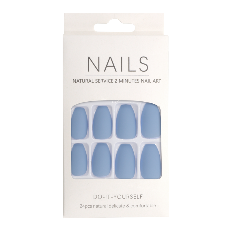 Press-On Nails Matte Light Blue Rounded Square 24pcs