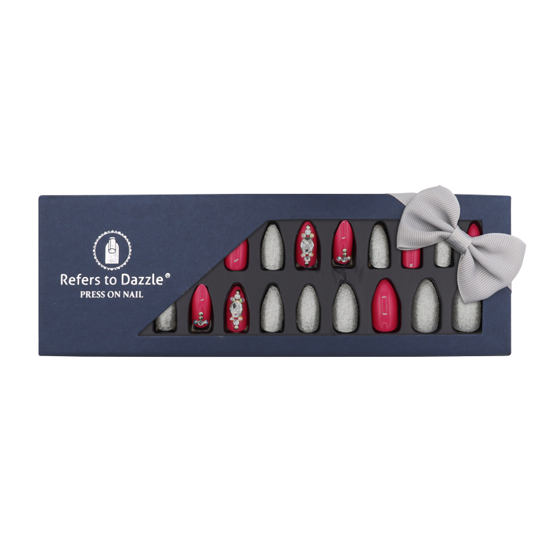 Press-On - Refers to Dazzle Argent/Rose/Pierres 24pcs