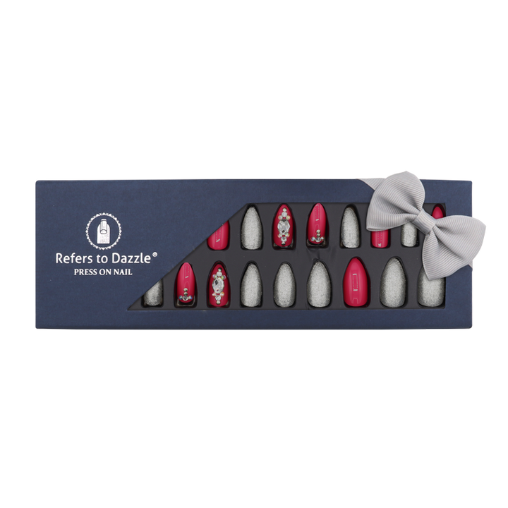 Press-On - Refers to Dazzle Argent/Rose/Pierres 24pcs