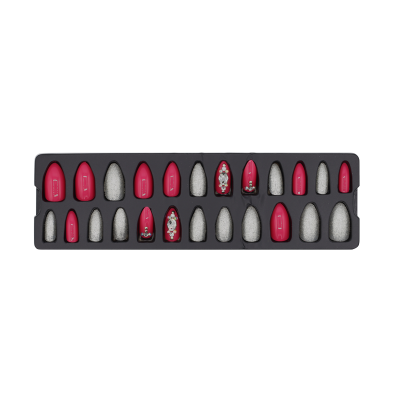 Press-On - Refers to Dazzle Argent/Rose/Pierres 24pcs