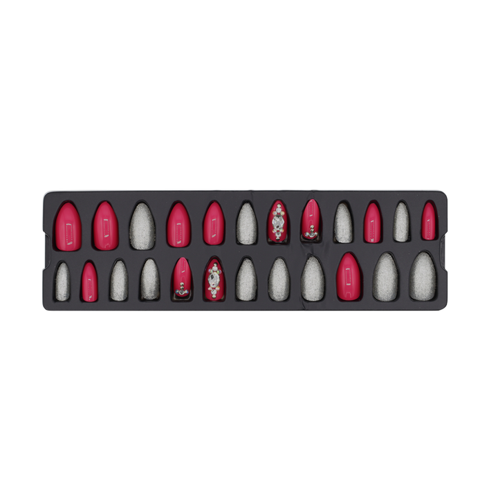 Press-On - Refers to Dazzle Argent/Rose/Pierres 24pcs