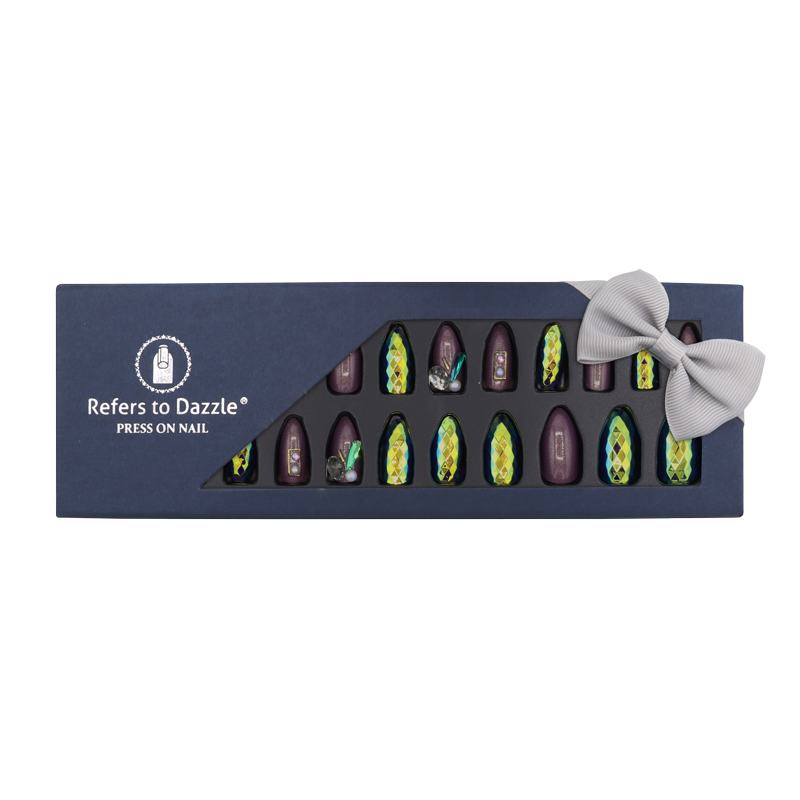 Press-On nails - Refers to Dazzle Raisin/Vert/Pierres 24pcs