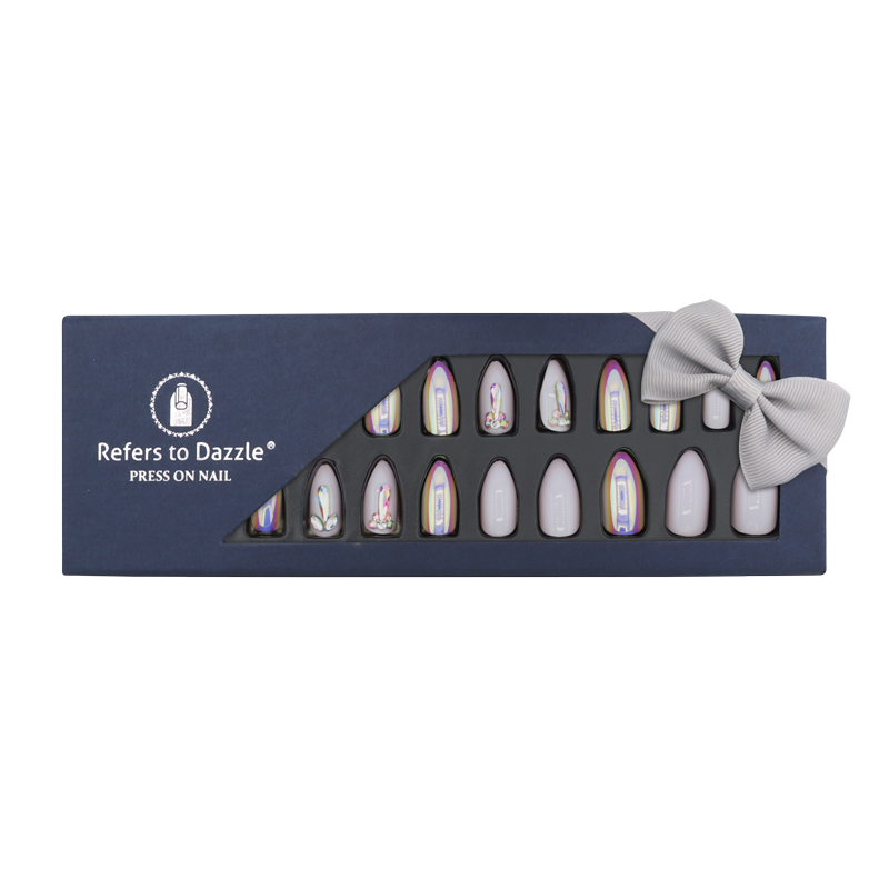 Press-On - Refers to Dazzle Gris Rose/Mauve/Pierres 24pcs