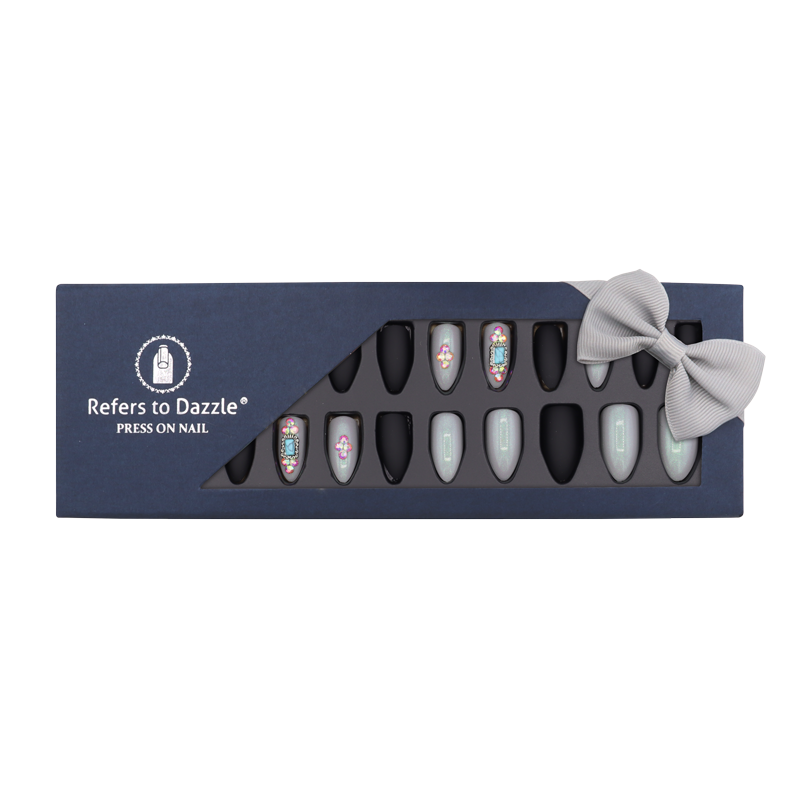 Press-On nails Refers to Dazzle Noir Gris faux ongles