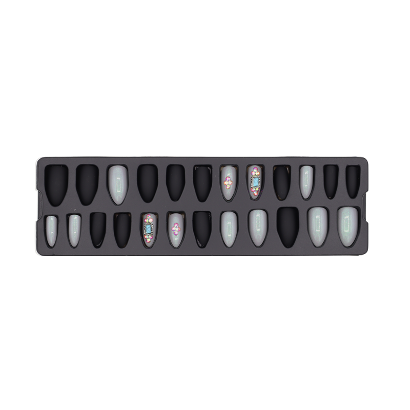 Press-On nails Noir/Gris/Pierres 24pcs