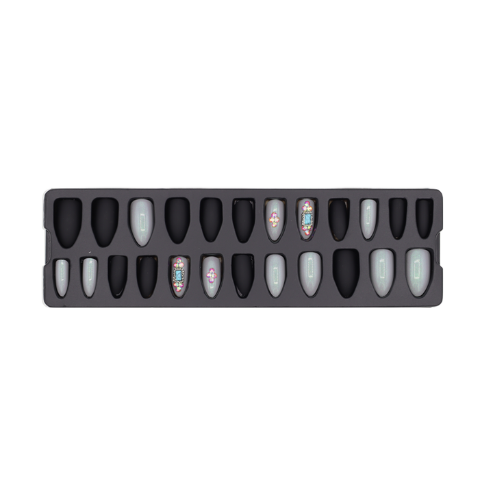 Press-On nails Noir/Gris/Pierres 24pcs