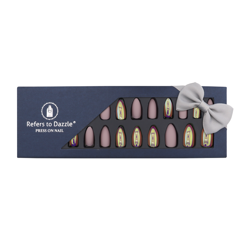 Press-On - Refers to Dazzle Matte Pink/Mirror Pink 24pcs