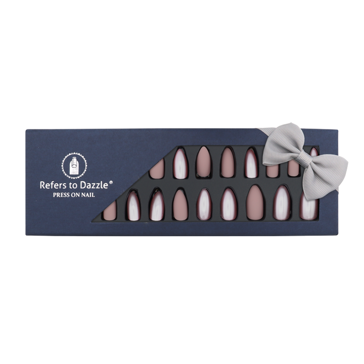 Press-On Nails Refers to Dazzle Rose Mat Métallique faux ongles