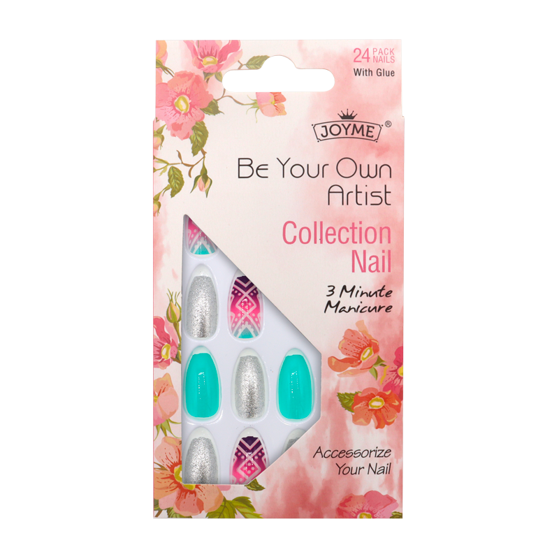 Press-On Nails - Joyme Aqua/Argent/Mauve/Rose 24pcs