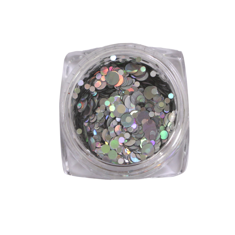 Paillettes Rondes Nail Art Argent Holographique