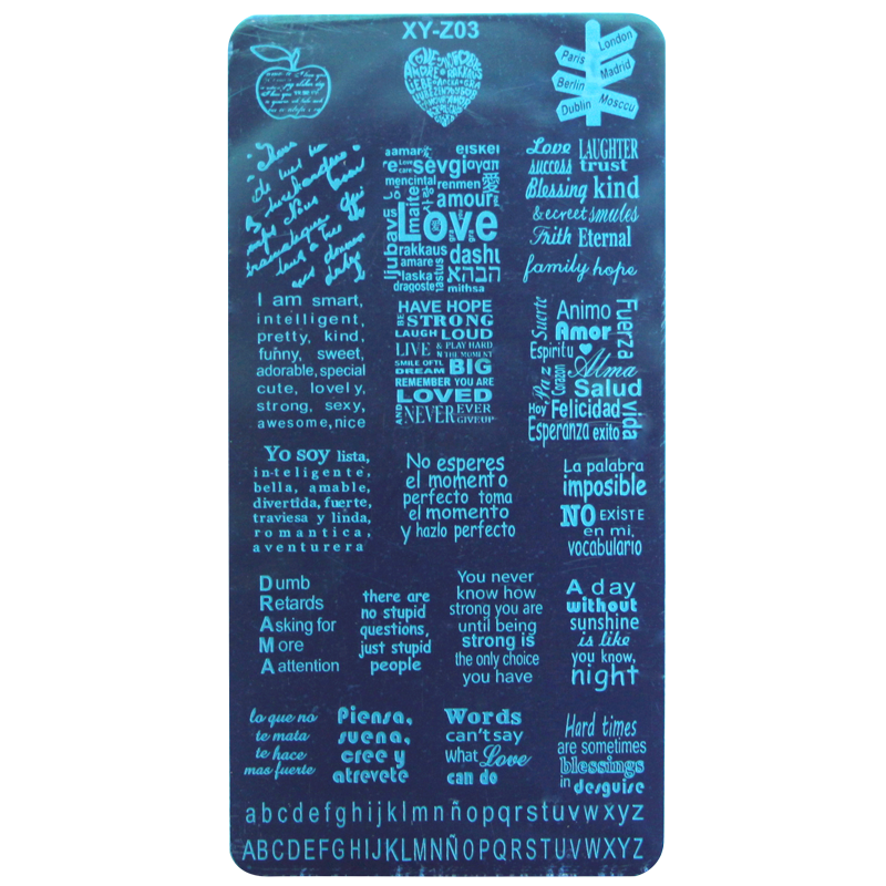 Plaque de Stamping XL Rectangulaire Écriture XY-Z03 (6cm x 12cm)