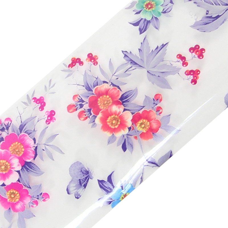 Papier Transfert pour ongles Déco. Fleurs Rose/Mauve/Vert 004
