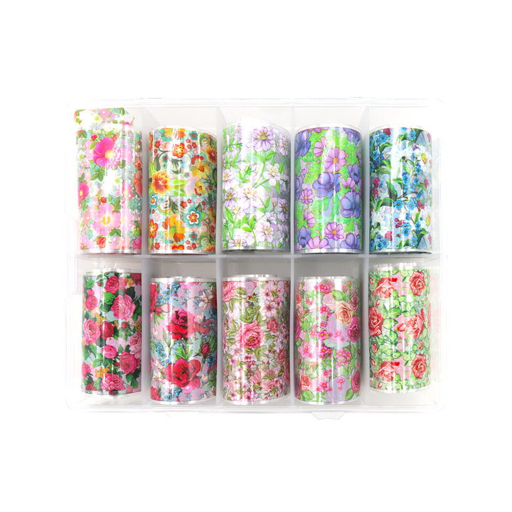 Papier Transfert Déco. Boitier 10pcs Fleurs 