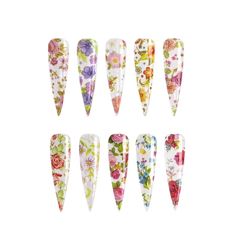 Papier Transfert Déco. Boitier 10pcs Fleurs 