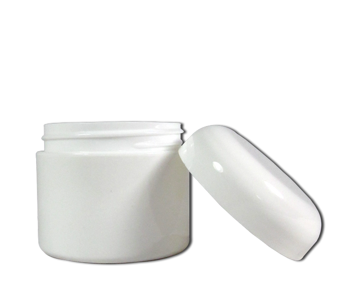 Empty Double-Wall Plastic Jar with Lid - White - 2 oz
