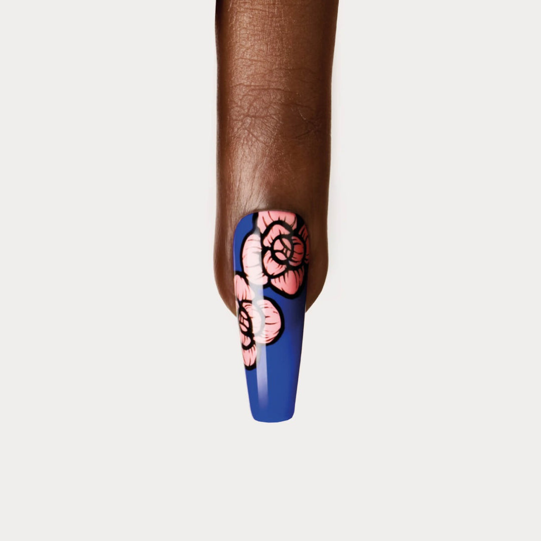 Shellac Vivid Lazuli blue nail art