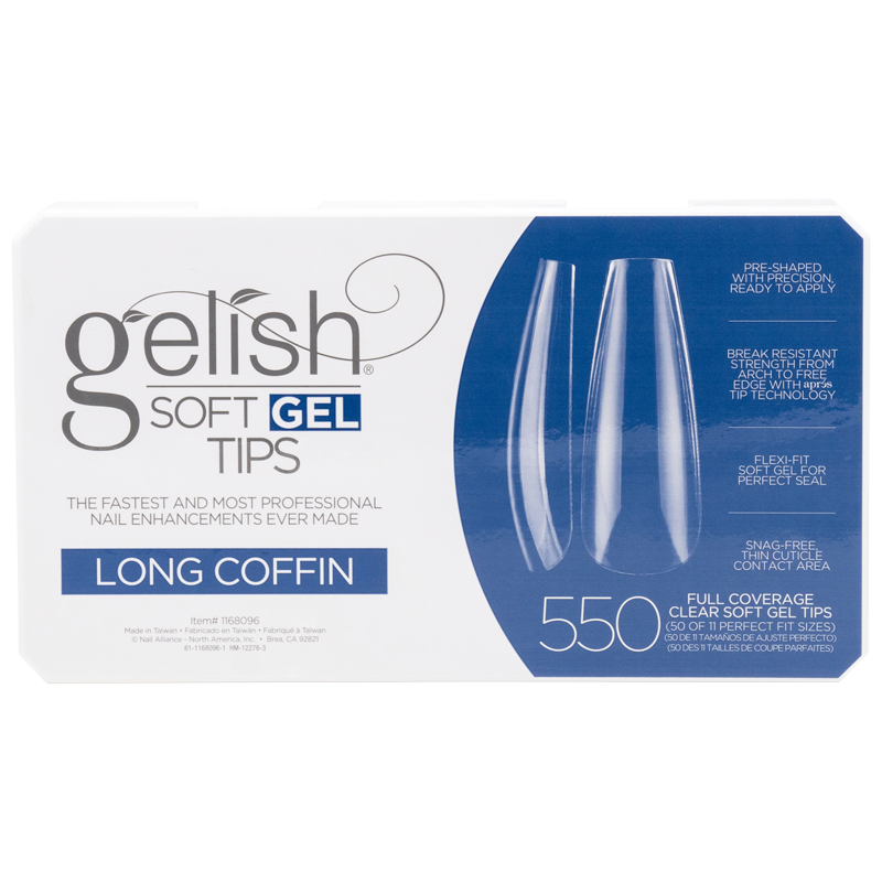 Gelish Soft Gel Tips - Prothèses Ballerine Long (550pcs) capsules transparente ongle
