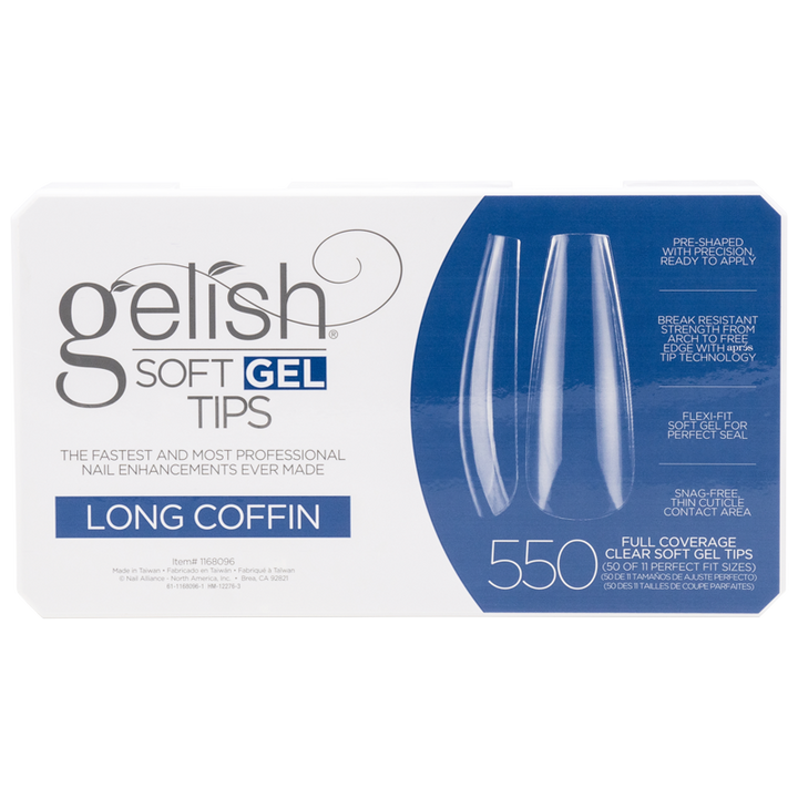Gelish Soft Gel Tips - Prothèses Ballerine Long (550pcs) capsules transparente ongle