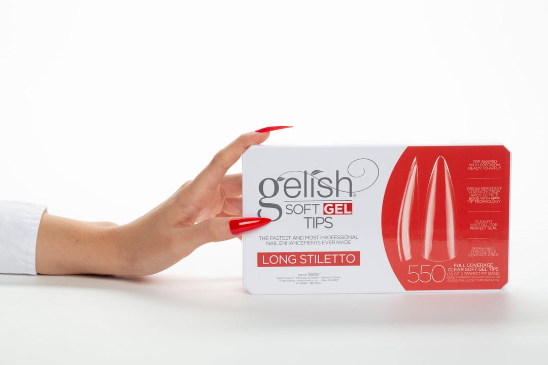 Gelish Soft Gel Tips - Prothèses Stiletto Long (550pcs) capsules transparente ongle