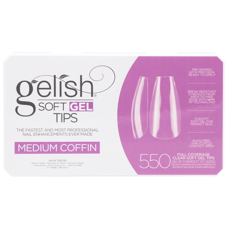 Gelish Soft Gel Tips - Prothèses Ballerine Médium (550pcs) capsules transparente ongle