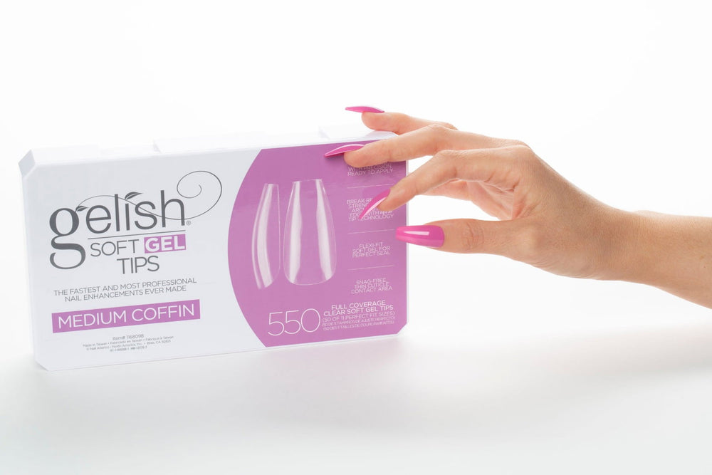 Gelish Soft Gel Tips - Prothèses Ballerine Médium (550pcs) capsules transparente ongle
