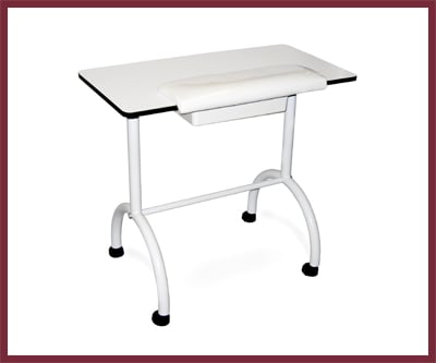 Table de Manucure Blanche avec Appuis-Bras et Tiroir (002)