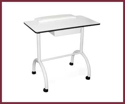Table de Manucure Blanche avec Appuis-Bras et Tiroir (002)