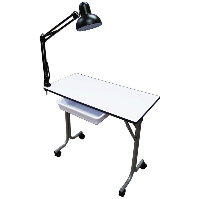 Table de Manucure Blanche Pliable Rectangulaire avec Lampe