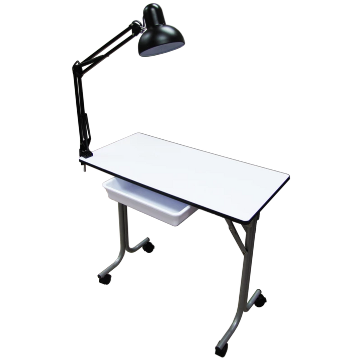 Table de Manucure Blanche Pliable Rectangulaire avec Lampe