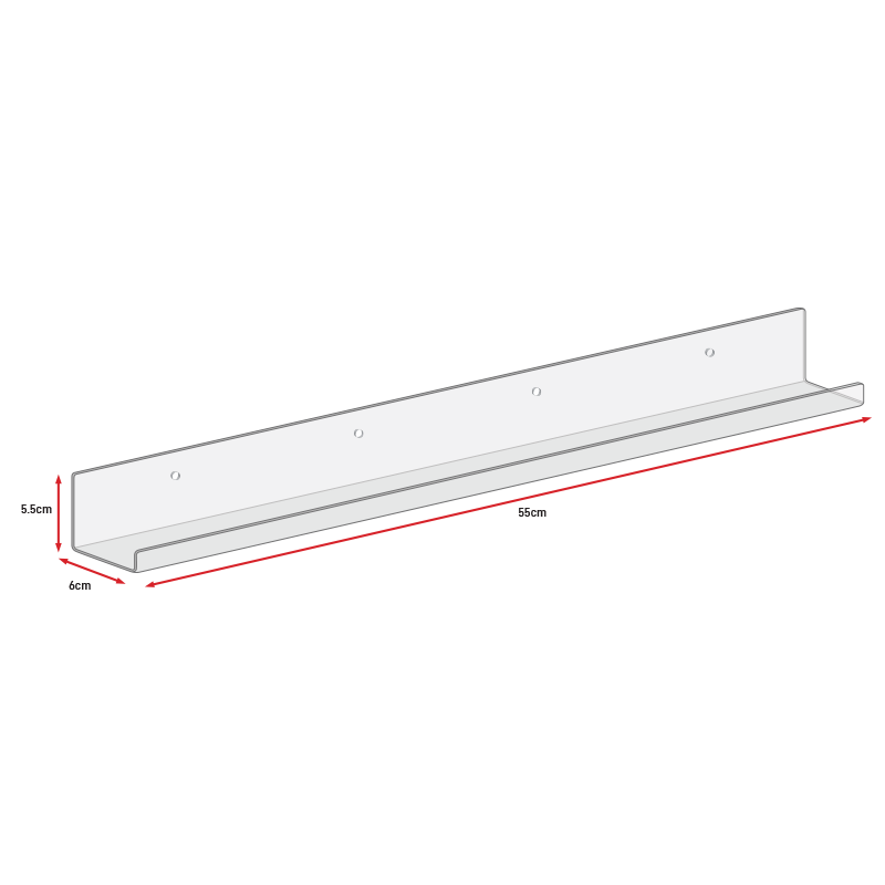 Tablette de Plexiglass Transparent 55cm